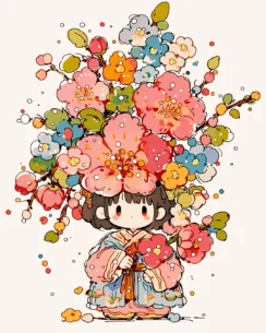 Little Flower Goddess Perler Bead Pattern – Floral Deity Fuse Bead Design 4 images